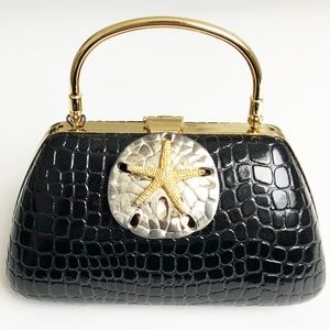 Marg of Pepper Pike Black Evening Bag Sand Dollar